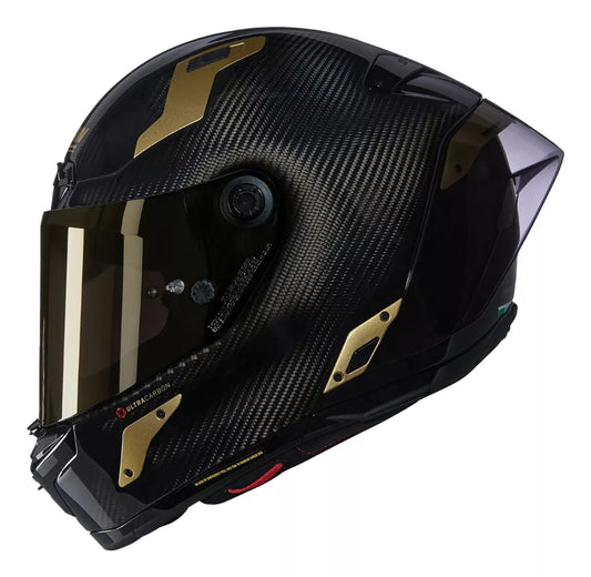 Casco X-804 RS Ultra Carbon Aureo 330 Ngo/Dorado Nolan