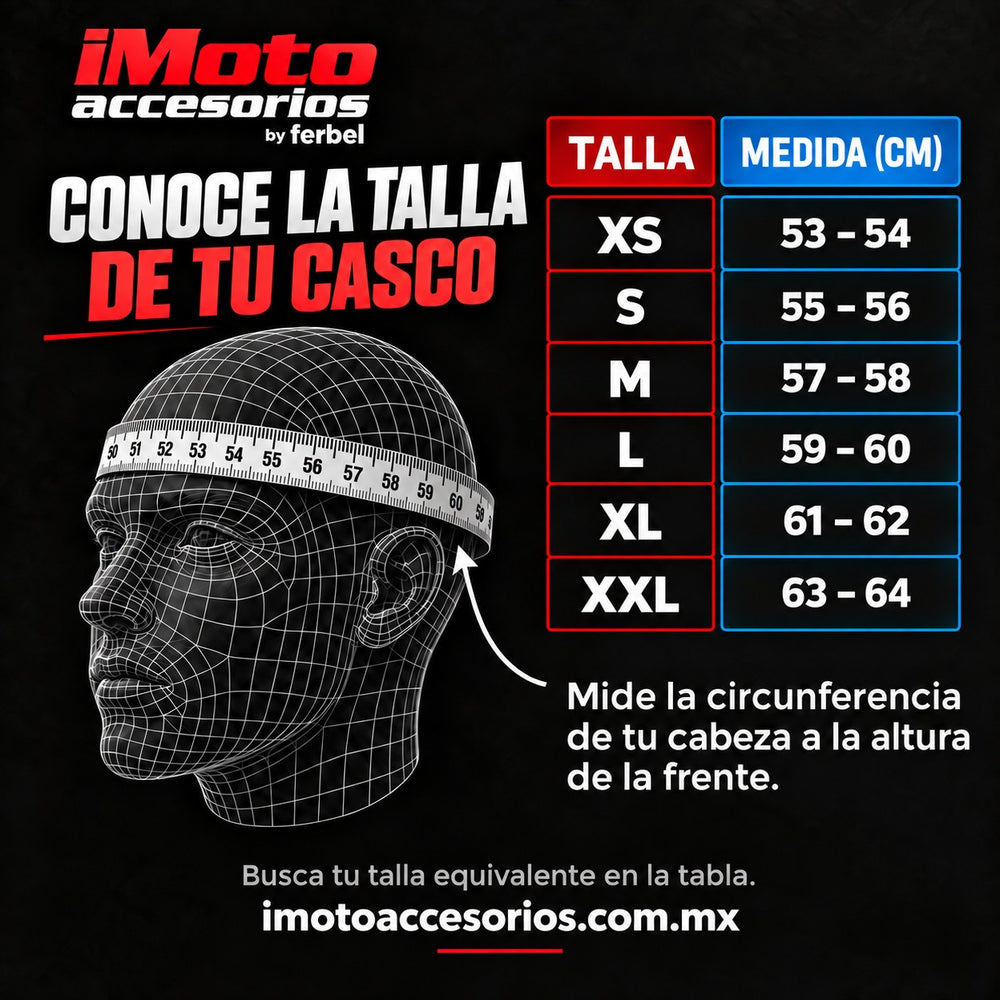 Guía de tallas de cascos iMoto: mide la circunferencia de tu cabeza