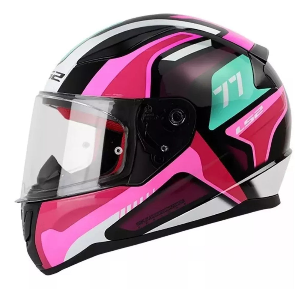 CASCO CERRADO LS2 RAPID II HYPER SPEED NGO/FUCSIA FF353