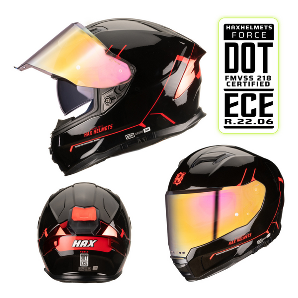 CASCO FORCE 120 NEGRO BRILLANTE/ROJO HAX