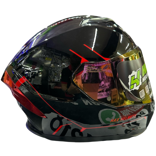 CASCO FORCE 120 NEGRO BRILLANTE/ROJO HAX