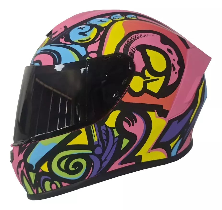 CASCO INTEGRAL FRANKIE GRAFFITI ROSA MATE