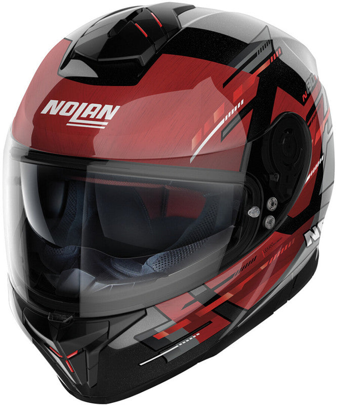 Casco N80-8 Meteor N-com 68 Ngo/rojo Nolan