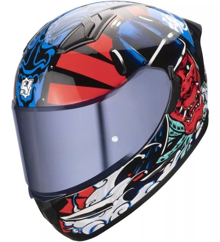Casco Obsidian Samurai Rojo/azul Hax