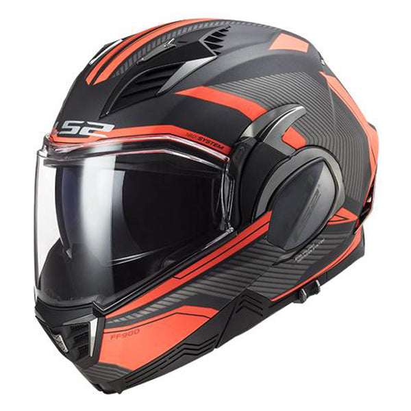 Casco abatible LS2 Valiant II Revo Titanium Naranja