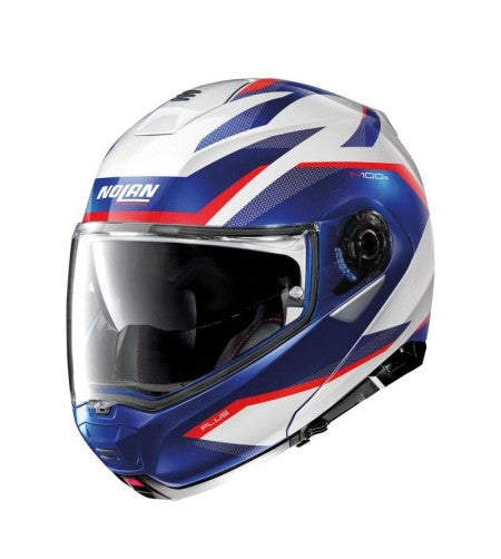 Casco N100-5  Plus Overland N.com 35 Azul/bco/rojo L Nolan